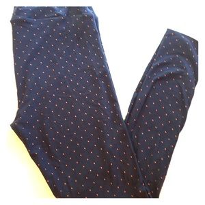 NWOT LuLaRoe TC Leggings Polka Dots Navy Orange
